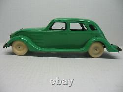 Vintage Kingsbury Windup/Battery Green Chrysler Airflow Pressed Steel Toy Car