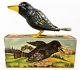 Vintage Kohler Tin Wind Up Black Crow with Key and Original Box