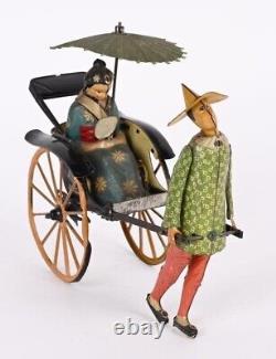 Vintage LEHMANN TIN WINDUP MASUYAMA RICKSHAW (All Original and Complete)