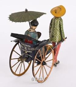 Vintage LEHMANN TIN WINDUP MASUYAMA RICKSHAW (All Original and Complete)