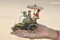 Vintage Lehmann DRGM Litho Tricycle Lady & Gentleman Wind Up Tin Toy, Germany