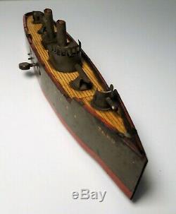 Vintage Lehmann TAKU Tin Windup Torpedo Gun Boat #671 c. 1913