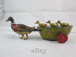Vintage Lehmann Tin Litho Wind Up QUACK-QUACK Duck Toy Made in Germany