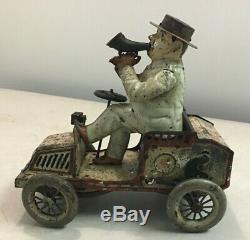 Vintage Lehmann Tin Wind Up Tut Tut Jeep Car withDriver Patented May 12 1903 Works
