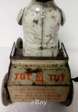 Vintage Lehmann Tin Wind Up Tut Tut Jeep Car withDriver Patented May 12 1903 Works