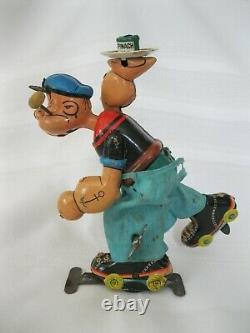 Vintage Line Mar Marx Wind Up Popeye on Rollerskates