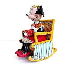 Vintage Linemar Disney Minnie Mouse Rocking Chair Tin Wind Toy