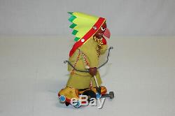 Vintage Linemar Japan Disney Tin Wind Up Roller Skating Shyanne Indian Chief EX