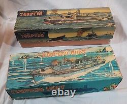 Vintage Linemar PT 107 Torpedo Boat Tin Battery Operated and PT 92 wind up