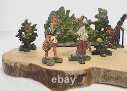 Vintage Little Red Riding Hood Metal Toys with Wolf, Grandmother & Hunter