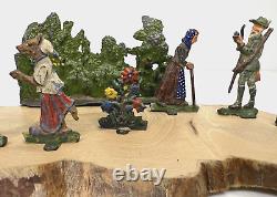Vintage Little Red Riding Hood Metal Toys with Wolf, Grandmother & Hunter
