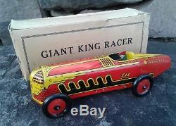 Vintage Louis MARX Tin Litograph Windup GIANT KING RACER 711 with Original Box