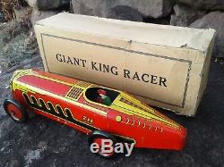 Vintage Louis MARX Tin Litograph Windup GIANT KING RACER 711 with Original Box