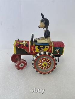 Vintage Louis Marx 1940s Walt Disney Mickey Mouse Dipsy Car Windup Tin Toy