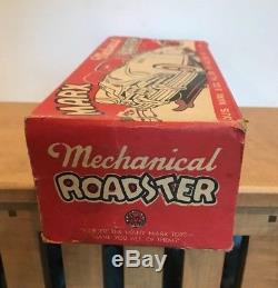 Vintage Louis Marx CO. Mechanical Roadster Tin Litho Wind up Rare With Box 1950s
