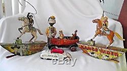 Vintage Louis Marx Lot Of 5 Tin Windup Litho Toy's