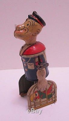 Vintage Louis Marx Tin Popeye Wind Up Nice & Works