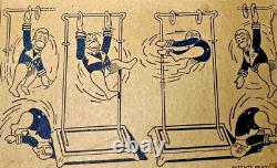 Vintage Louis Marx Tumbling Monkey Acrobat Tin Toy Litho Wind-Up with Box Trapeze
