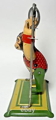 Vintage Louis Marx Tumbling Monkey Acrobat Tin Toy Litho Wind-Up with Box Trapeze