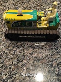 Vintage MARX 5 Wind-up Tin Lithograph Toy Tractor WORKS! Great Shape