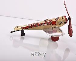 Vintage MARX SKYBIRD Tin Litho WIndup Plane and CONTROL TOWER near MINT