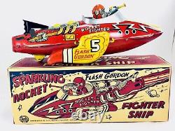 Vintage MARX TIN WINDUP FLASH GORDON ROCKET FIGHTER with Box