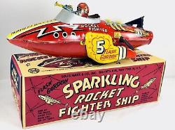 Vintage MARX TIN WINDUP FLASH GORDON ROCKET FIGHTER with Box