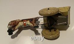 Vintage MARX Tin Litho DONKEY AND CART Wind-Up Toy