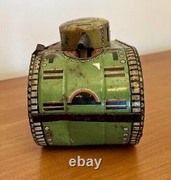Vintage MARX Tin Litho Military Wind Up Tank Toy Doughboy 1930's 10 Not Working