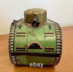Vintage MARX Tin Litho Military Wind Up Tank Toy Doughboy 1930's 10 Not Working