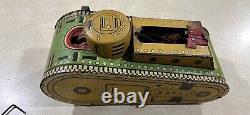 Vintage MARX Tin Litho Military Wind Up Tank Toy with Doughboy 1930's 40's WithKey