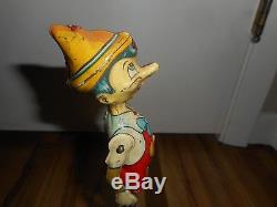 Vintage MARX Tin Litho Original 1939 Disney Pinocchio the Acrobat Wind up Toy