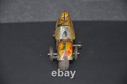 Vintage METTOY Trademark Military Litho Motorcycle Wind Up Tin Toy, England