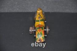 Vintage METTOY Trademark Military Litho Motorcycle Wind Up Tin Toy, England