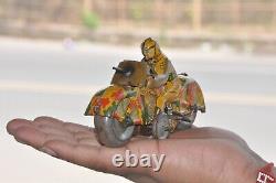 Vintage METTOY Trademark Military Litho Motorcycle Wind Up Tin Toy, England