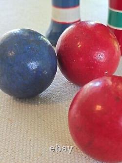 Vintage Made in West Germany Child's Wooden Bowling Skittles Game Complete w Box