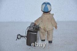 Vintage Man Carrying Suitcase Litho Tin Wind Up Toy, Japan