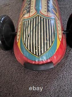 Vintage Mar Louis Marx Tin Litho Wind Up Toy Wheel Race Car 16.5 RARE
