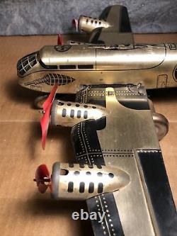 Vintage Marx 14 Tin Windup TWA Airplane Gold & Black Motor works USA