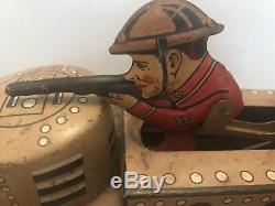 Vintage Marx 1930s Tin Litho Wind Up Doughboy Tank Works