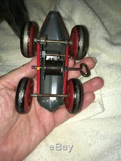 Vintage Marx 5 Small Racer #4 Tin Wind Up Toy WORKING Mechanical Race Car Nice
