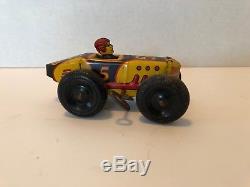 Vintage Marx Black & Yellow Indy Midget Race Car No 5 Wind Up Tin Lithograph Toy