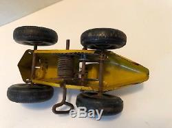 Vintage Marx Black & Yellow Indy Midget Race Car No 5 Wind Up Tin Lithograph Toy