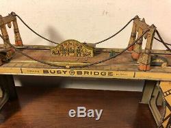 Vintage Marx Busy Bridge Tin Wind Up Toy W Vehicles