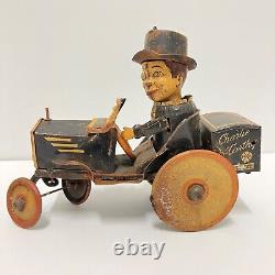 Vintage Marx Charlie McCarthy Benzine Buggy Tin Litho Red Wheel Windup Toy Car