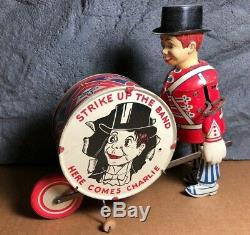 Vintage Marx Charlie McCarthy Strike Up The Band Wind-Up Tin Toy Works