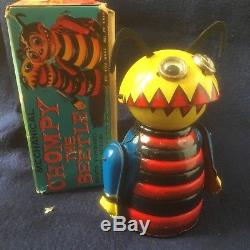 Vintage Marx Chompy the Beetle Tin Wind Up Toy with Original Box/Key