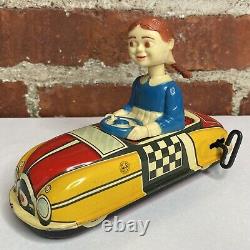 Vintage Marx Dipsy Doodle Bobble Head Dora Driving Bumper Car Wind-up WORKS