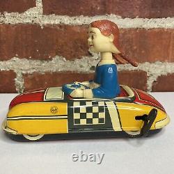 Vintage Marx Dipsy Doodle Bobble Head Dora Driving Bumper Car Wind-up WORKS