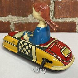 Vintage Marx Dipsy Doodle Bobble Head Dora Driving Bumper Car Wind-up WORKS